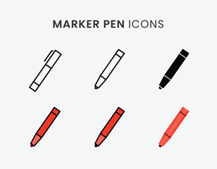 Simple Marker Pen Icons Symbols Vector Art Fill, Gradient, Flat, Line and Linear Fill Icon Design
