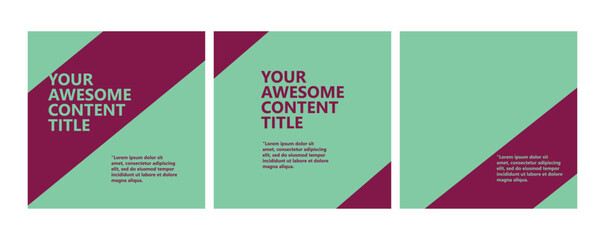 Pale green and purple colored microblog template. Carousel post template for social media.