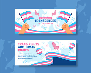Transgender Day of Visibility Horizontal Banner Cartoon Templates Background Illustration - obrazy, fototapety, plakaty