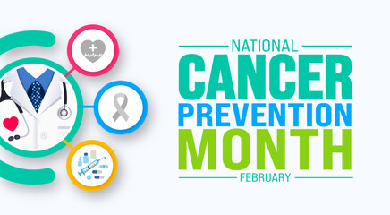 february is National Cancer Prevention Month background template. Holiday concept. background, banner, placard, card, and poster design template with text inscription and standard color.