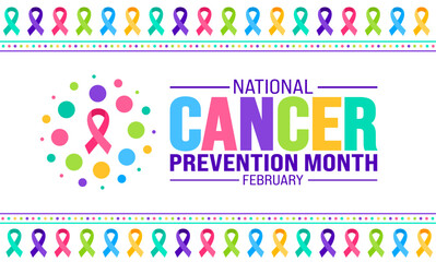 february is National Cancer Prevention Month background template. Holiday concept. background, banner, placard, card, and poster design template with text inscription and standard color.