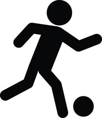 Football player with a black ball icon. Soccer player sign. Soccer symbol. flat style.