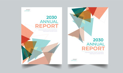 Annual Report Flyer Design Template with polygon design layout 2 style format   
