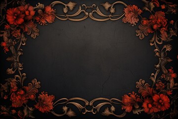 Grunge background with space for text or image. Vintage floral frame