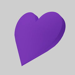 3d purple heart icon - obrazy, fototapety, plakaty