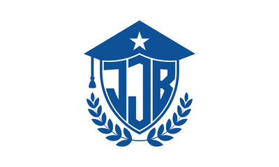 JJB three letter iconic academic logo design vector template. monogram, abstract, school, college, university, graduation cap symbol logo, shield, model, institute, educational, coaching canter, tech