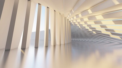 Architecture background geometric arched interior 3d render