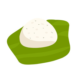 rice on banana leaves