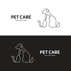 Pet Care Logo. Animal Logo. Dog and Cat Logo. Medi Csare Logo