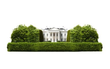 White House Lawn, an Expanse of Pristine Green Framing the Historic Residence on a White or Clear Surface PNG Transparent Background