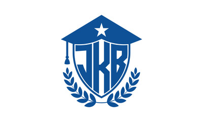 JKB three letter iconic academic logo design vector template. monogram, abstract, school, college, university, graduation cap symbol logo, shield, model, institute, educational, coaching canter, tech