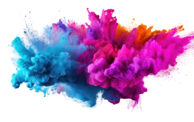 Mix of Colors Creates an Exuberant and Joyous Festive Holi on a White or Clear Surface PNG Transparent Background