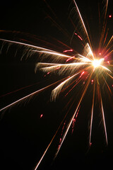 Obraz premium Colorful fireworks light up night sky, new year celebration. celebration.