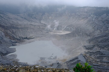 Tangkuban Parahu mountain crater in Lembang, West Java. The crater emits solfatara. Tangkuban Perahu. 