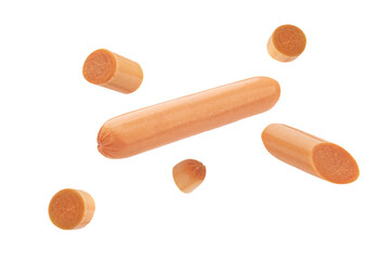 Sausages slices on transparent background png - obrazy, fototapety, plakaty