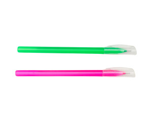 Color pink green pens isolated on a white background.png