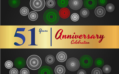 51 years anniversary celebration. Vector design template. golden vector design for celebration invitation or greeting card.