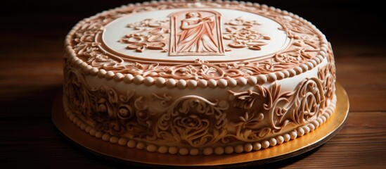 Italian cake with "my baptism" inscription.
