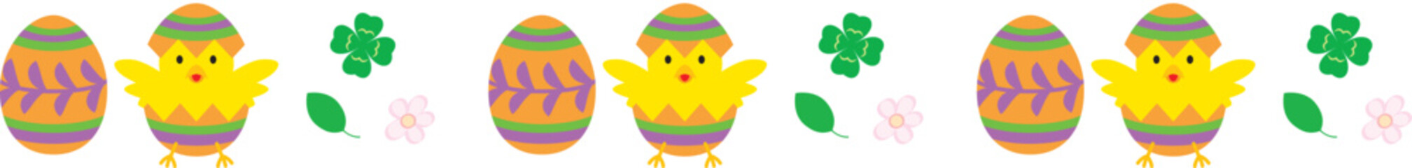 イースターのヒヨコと卵のラインイラスト © Third Stone