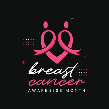 Breast cancer awareness month horizontal banner template design. Editable banner with pink ribbon.
