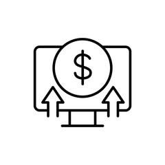 Online investment outline icons, minimalist vector illustration ,simple transparent graphic element .Isolated on white background