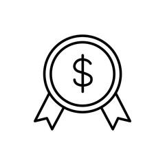 Dollar badge outline icons, minimalist vector illustration ,simple transparent graphic element .Isolated on white background