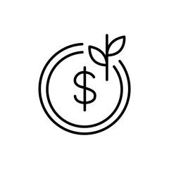 Dollar investment outline icons, minimalist vector illustration ,simple transparent graphic element .Isolated on white background
