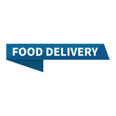 Food Delivery In Blue Rectangle Ribbon Shape For Promotion Announcement Business Marketing Social Media Information
