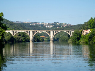Fototapeta na wymiar Duarte Pacheco Bridge (1941). Entre-os-Rios, Penafiel, Portugal.