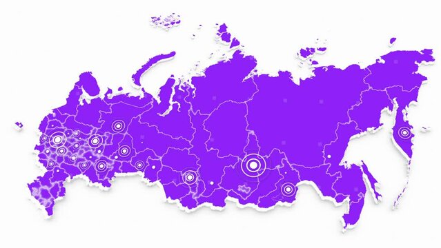 Minimalistic 3D Animation of Russia Map on White Background