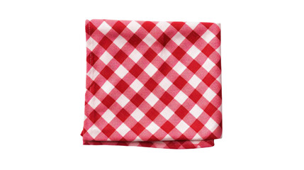 Red checkered napkin front view isolated on white background. 