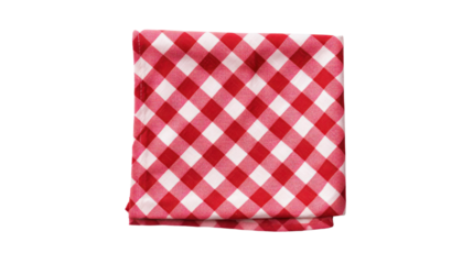 Red checkered napkin front view isolated on white background. 