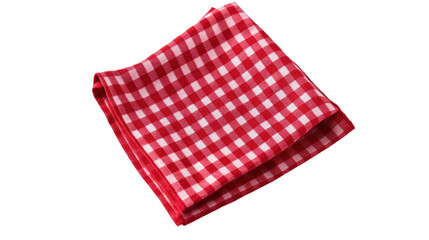 Red checkered napkin front view isolated on white background. 