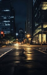 Fototapeta na wymiar Picture of a Modern City Road at Night