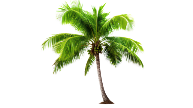 Coconut palm tree isolated on white background.