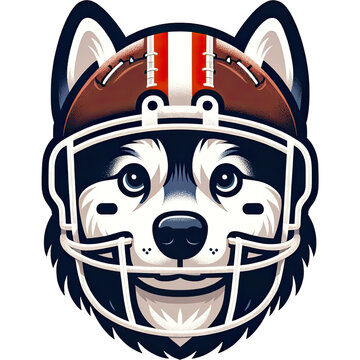 Pet, dogs wearing American football helmet