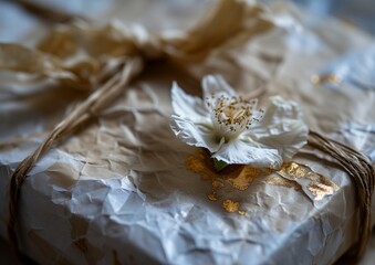 dried white flowers Wrapping paper sustainably handcrafted