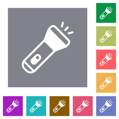 Flashlight square flat icons