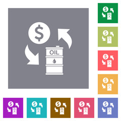 Dollar oil exchange square flat icons