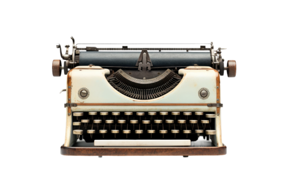Forging Melodic Manuscripts on the Anvil of a Typewriter and Paper on a White or Clear Surface PNG Transparent Background