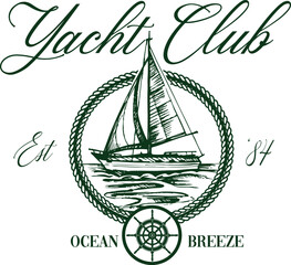 Yacht Club nautical sailor trending fashion t-shirt graphic cute varsity emblem