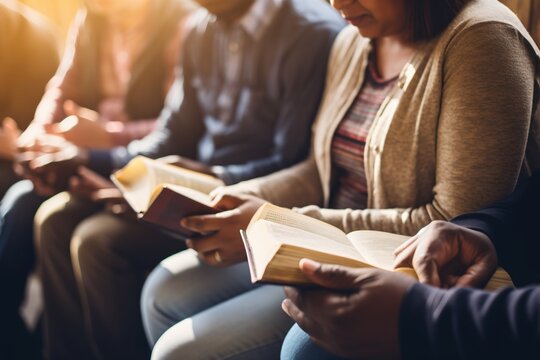 Multiethnic group of people reading the Bible