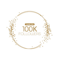 Thank you 100k followers card on white background	