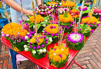 krathong for sale, Loy Krathong Festival, River Goddess worship ceremony