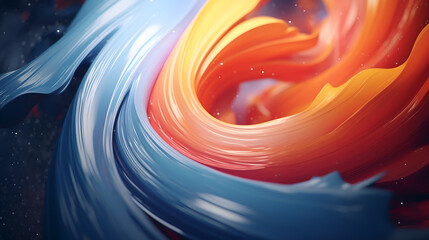 Multicolored swirl of lines 3d rendering in papercut style. AI generative.