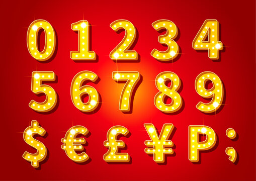 Golden flashy numbers logo design