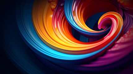 Fototapeta premium Multicolored swirl of lines 3d rendering in papercut style. AI generative.