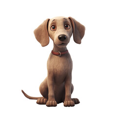 A 3D character of an adorable puppy sitting calmly, radiating cuteness, against a clear background. Illustration