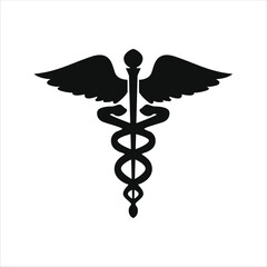 caduceus medical symbol on white background - obrazy, fototapety, plakaty