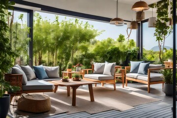 table and chairs in a garden